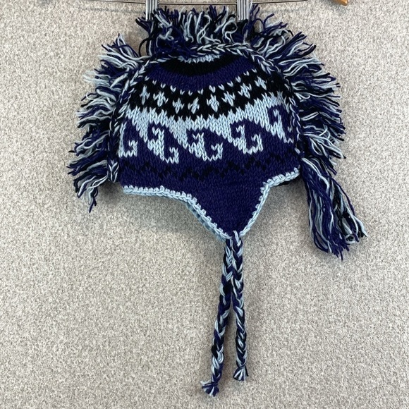 Wool Mohawk beanie hat made in Nepal fleece lined ski snowboard edgy skater - Picture 3 of 7